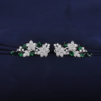 Ağaç tasarım ilham mücevher vintage etnik bohem parlak kristal yaprak&polimer kil çiçek avize GLE5481 stud küpe