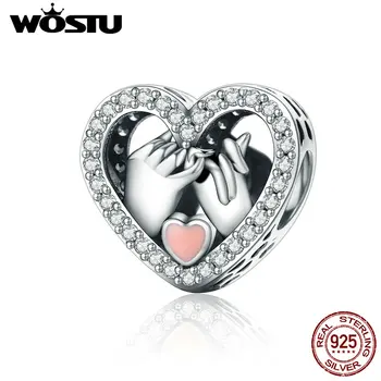 Aşk Kalp Boncuk İçin WOSTU Moda 925 Gümüş Söz CQC167 Orijinal WST Bileziği Otantik Takı Hediye Uygun