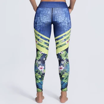 AŞK KIVILCIMI Yeni Kadın Koşu Fitness Yoga Yoga Koşu Pantolon Büyük Boy Yüksek Elastik Kıyafeti Mavi Çiçek 3xL S Tozluk