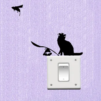 Banksy Tarzı - Ratapult Kedi & Fare Vinil 3SS0205 Sticker Ev Dekor Duvar Çıkartması Geçin