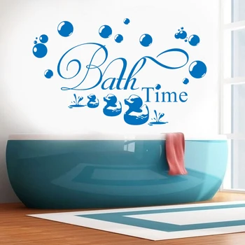 Banyo Zamanı Duvar Sanat Tırnak Vinil Duvar Çıkartmaları Ördek Balon Çocuk Yazı F749 Çıkartma DİY Çıkarılabilir