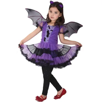 BatGirls kanatlı Kostüm Çocuklar Günler Çocuklar Purim Cadılar Bayramı Çocuklar için Noel ve Yeni Yıl Dans Elbise cape Kostüm Cosplay
