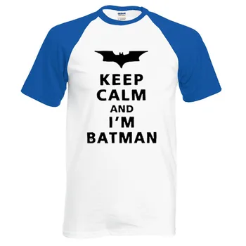 Batman T Shirt Erkekler Batman 2017 yeni yaz %100 pamuk raglan erkek t ben-casual kısa kollu o boyun gömlek üst tee Sakin ol-