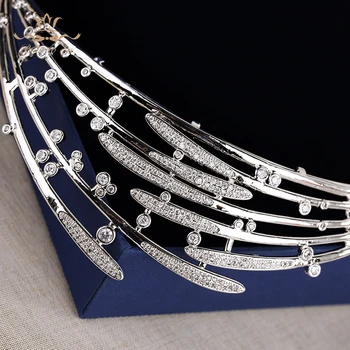 Bavoen Gelinler Royal Köpüklü Zirkon Tiaras Taç Gümüş Kristal Düğün Saç Aksesuarları Hairbands