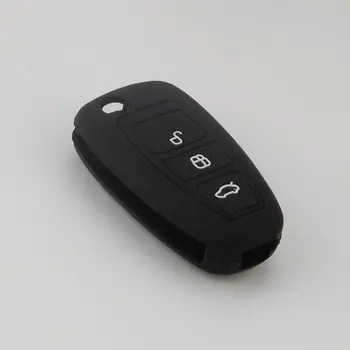 BBQ@FUKA 1 adet 3 Düğme Flip Uzak Anahtar Kabuk Durumda Kapak Tutucu Fob 5 Renk Katlanabilir Ford Focus İçin Silikon Uygun