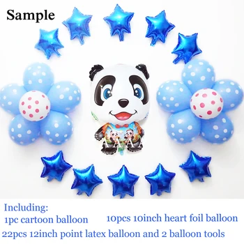Bebek doğum günü balonları çocuklara oyuncak parti dekorasyon çiçek globos için 23pcs/çok panda folyo balonlar
