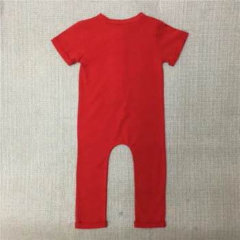 Bebek Çocuklar Kız Yaz Romper Yenidoğan Pamuk Bebek Tulumu Düz Renk Kırmızı Gri Pijama Jumper 2018 Yeni Varış 125