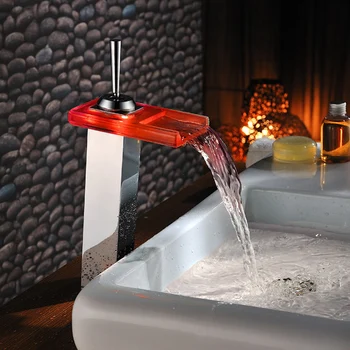 Becola Cam lavabo musluğu krom tek kolu banyo musluk şelale musluk led musluk ışık robinet robinet SOL led 8060 led