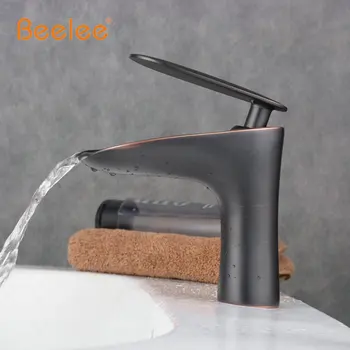 Beelee Yeni Güverte Pirinç Siyah musluk Banyo Havzası Lavabo KÜRE Musluk banyo Karıştırıcı Banyo Musluk BL9023B Dokunun Mikser Monte