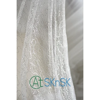 Beyaz pul kapalı AtSKnSK 1M/çok Fransız dantel kumaş dantel aksesuar Fildişi gelinlik giysiler için kumaş dantel nakış