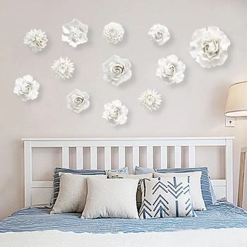 Beyaz Şakayık çiçek dekoratif duvar tabakları dekoratif tabak porselen Rose vintage ev dekorasyonu el sanatları odası dekorasyon el sanatları