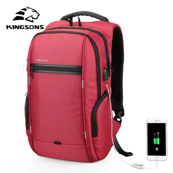 Bilgisayar Çantası Kadınlar için Kingsons 13 İnç Harici USB Şarj Erkek Sırt çantası su Geçirmez Anti-hırsızlık Okul Çantası Sırt çantaları