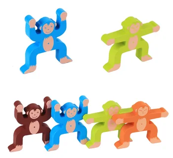 Bina bebek Ahşap Oyuncak Blokları Dengesi Oyunu Erken Eğitim Tuğla Oyuncaklar Masa Oyunu hayvan maymun doğum günü hediyesi Blokları