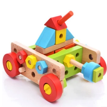 Binanın ahşap magicaf somun kombinasyonu 5 4 3 demontaj oyuncaklarını topluyor çocuk 6 bulmaca kemer araçları oyuncak blokları- - -