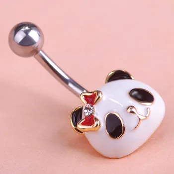 Bir Pc Ücretsiz Nakliye Sevimli Kar Panda Piercing Marka En İyi Kız Arkadaşın Göbek Halkası Feminino Aksesuarları Göbek Yüzük Uk