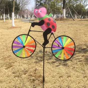Bisiklet üzerinde şirin 3D Hayvan Spinner Whirligig Bahçe Çim Bahçe Dekor Bahçe Süsleri, Rüzgar Değirmeni