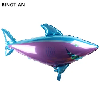 BİNGTİAN 115cm*85cm büyük köpek balığı Folyo Balon mutlu doğum günü partisi süslemeleri balon çocuk oyuncak