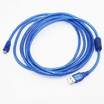 -BİR Mirco için Mikro USB 2.0 Veri Kablosu USB-B Çift Kalkan(Folyo+Örgü) Şeffaf Mavi 1 m 1.5 m 1.8 m 3m 5m