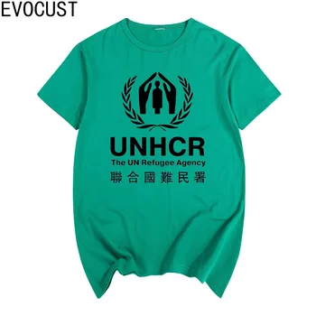 BİRLEŞMİŞ MİLLETLER BM MÜLTECİ DAİRESİ UNHCR, kısa kollu T-shirt Top Lycra Pamuk Erkek T Yeni DİY Tarzı gömlek