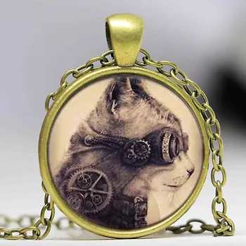 BİZE Film Mekanik Saat Kedi Kolye Gümüş Kolye steampunk Takı Hediye kadınlar harikalar oyuncak mens alice zinciri