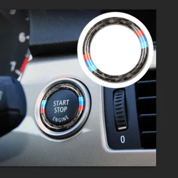 BMW E90 E92 E93 Motor Gücü ateşleme İçin BBQ@FUKA Karbon Fiber Yüzük Fit Start Stop Düğmesi İç Döşeme Araba çıkartma Etiket Anahtarı