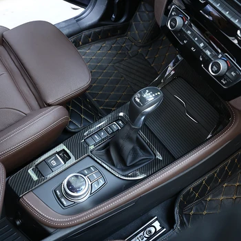 BMW X1 F48 2016 2017 ABS Krom orta Konsol Dekorasyon Çerçeve karbon fiber sol el sürücü için Döşeme Araba Aksesuarları Kapak