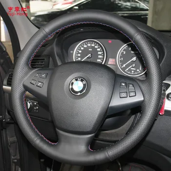 BMW X5 Maksimum Ordu El Yuji-Hong Üst Tabaka Gerçek İnek Deri Araba Direksiyon Kapakları Kılıf-Kapak dikişli