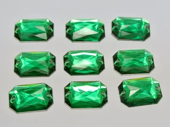 Boncuk 100 Yeşil yassı sırtlı deniz Akrilik Kare Elmas Düğme Dikmek 13X18mm