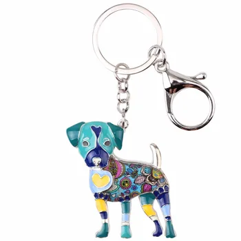 Bonsny Mine Jack Russell Köpek Anahtar Kadın Çanta Kolye 2017 Charm Anahtarlık Hayvan Moda Takı Anahtarlık Pom Hediye Zinciri