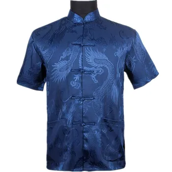 Bordo Çinli Erkekler Yaz Eğlence Gömlek Yüksek Kaliteli İpek Rayon Kung Fu Tai Chi Gömlek Artı Boyutu M L XL XXL XXXL M061308