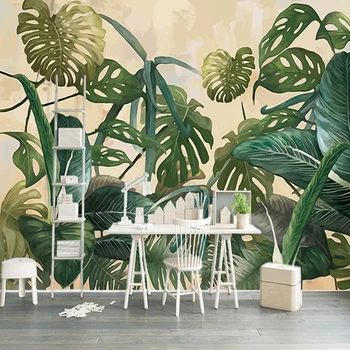 Boya özel Duvar Kağıdı Tropik Yağmur ormanı Palm Muz Yaprağı Büyük Duvar resimleri 3D Duvar Oturma Odası Dekorasyonu İçin duvar Kağıtları