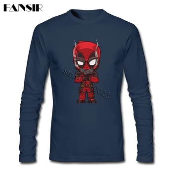 Boş T Shirt Erkek Erkek Deadpool Anime Uzun Kollu O-boyun Pamuk Erkek XXXL Gömlek