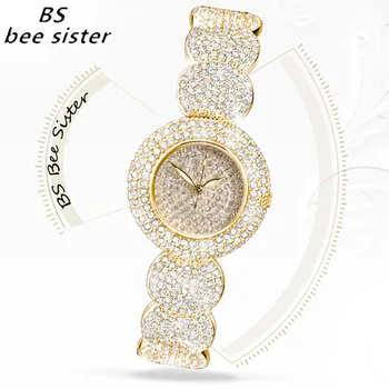 BS Marka Kadın moda Kuvars Kol Bayanlar Altın Gümüş Elmas İzle Sony Ericsson için Mujer Saat Sahte Elmas orologi donna