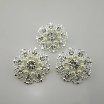 (BT209 33)5 adet Çiçek Sapı Fildişi İnci Rhinestone Düğmeler Düğün Giyim Elbise Dectoration