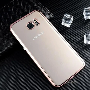 Bu Samsung Galaxy Edge S7 S7 W2 W2 Edge Kılıf Şeffaf Altın Kaplama Yumuşak TPU Arka Kapak İçin Samsung S7 Edge Kılıf