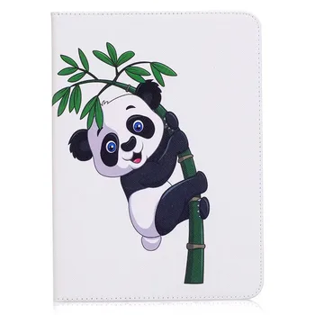 Bu Samsung Galaxy Tab S3 9.7 T820 için SM-T825 Durumda Sevimli Panda Baykuş Baskılı Folio Flip PU Deri Yumuşak kapak Tablet Kids Kılıf