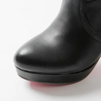 Büyük beden Kadınlar Diz Yüksek Çizmeler Seksi Yüksek Topuklu Ayak Bahar Sonbahar Ayakkabı 19-16 Ayak daha Az Platform Botları Yuvarlak Yuvarlak Tıknaz