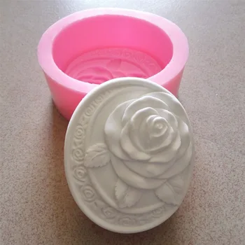 Büyük Oval Kalıp el Yapımı Sabun Kalıp 3D Silikon Kalıp Sabun için Gül Yapımı