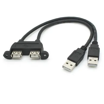 Cablecc 20cm Dişi Uzatma Kablosu için Vida Panel Montaj Delikleri ile Açılan Çift USB 2.0 Erkek CY