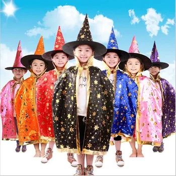 Cadı Sihirbaz Pelerin Cosplay Kostüm Erkek Kız Çocuk Çocuk Çocuk Bayramı Cadılar Bayramı Kıyafeti Pelerinli Büyücü 8 Fantezi Yıldız