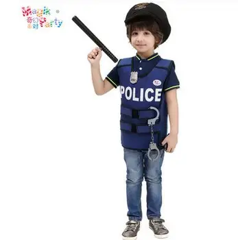 Cadılar Bayramı Oyun Gösterisi Polis çocuk çocuk Polis Cosplay Polis Yeleği Şirin ÇOCUK Çocuk Performans Giyim