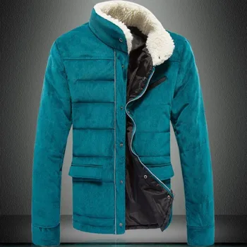 Cadılar Bayramı Sıcak Kış Erkek kadife Kürk Yaka Pamuk Yastıklı Mont Ceket jaqueta masculina Artı Boyutu Giyim ceket wadded