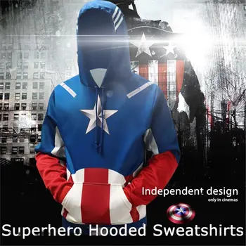 Cap 3D Kapüşonlu Sweatshirt Hoody Superman İle Captain America Superman Kapşonlu Erkek/Kadın Kazak Kapşonlu Eşofman Üstleri 6Xl