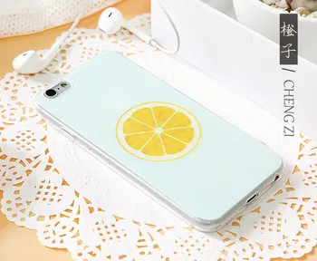 Capa Fundas gıda Limon Geri Cherry iPhone 6 6 7 7Plus desen Yumuşak TPU Silikon Kılıf İçin Boyalı Telefon kılıfı Meyve Kapsar