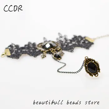 CCOR Gotik Kadınlar, 1 adet için Vintage Kalp Siyah Dantel Mücevher Bilezik Bilezik, LB002