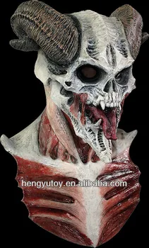 CE uluslararası onaylar İle Kafatası Maskesi Olmayan 2013 hotsale-toksik Lateks Tam Kafa Gerçekçi Korku Şeytan Kostümü