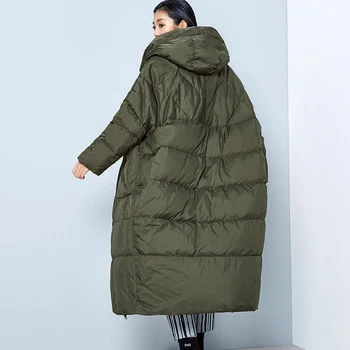 Ceket Aşağı Ördek Büyük Boy Aşağı Kalite Kış Palto Kadınlar 2017 Yeni Moda Gevşek Uzun Kaz Tüyü Kaban Kadın Okb339 Kapşonlu