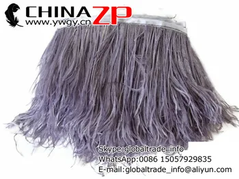 CHİNAZP Shanghai ZP Co Ltd 2yards/renk/çok İyi Kalite Gri Devekuşu Tüyleri Trim Boyalı