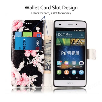 CHOEOİWE Telefon Çantaları Durumlarda Onur için Huawei P8 P9 P10 Lite 2017 Lite Granit Mermer Kapak 8 Lite Cüzdan Kılıf Flip