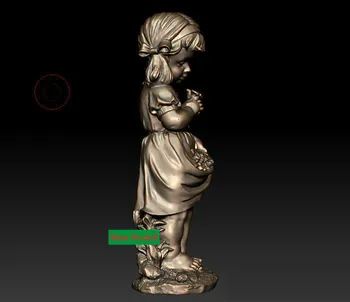 Cnc makine Sevimli küçük kız için 3D modeli stl formatı 3D katı model dönme heykel